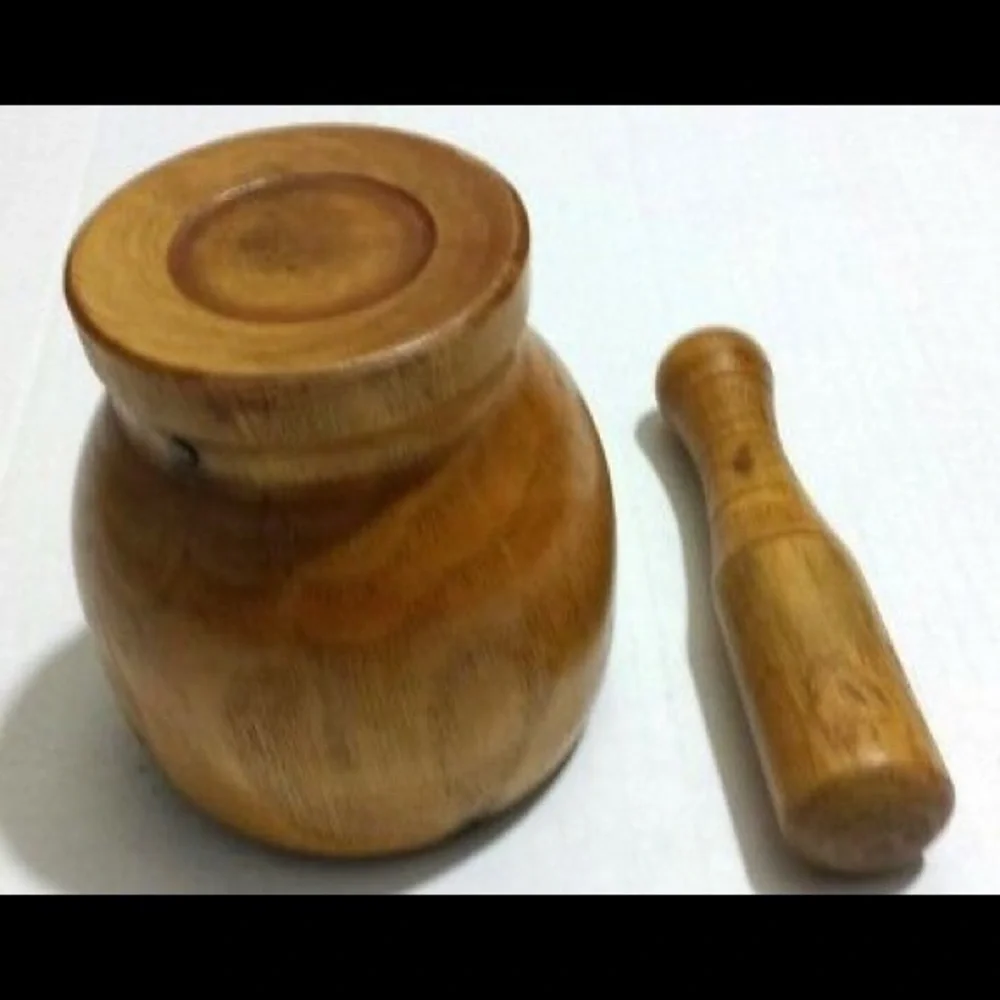 Vintage Wooden Mortar And Pestle 2 Piece Set